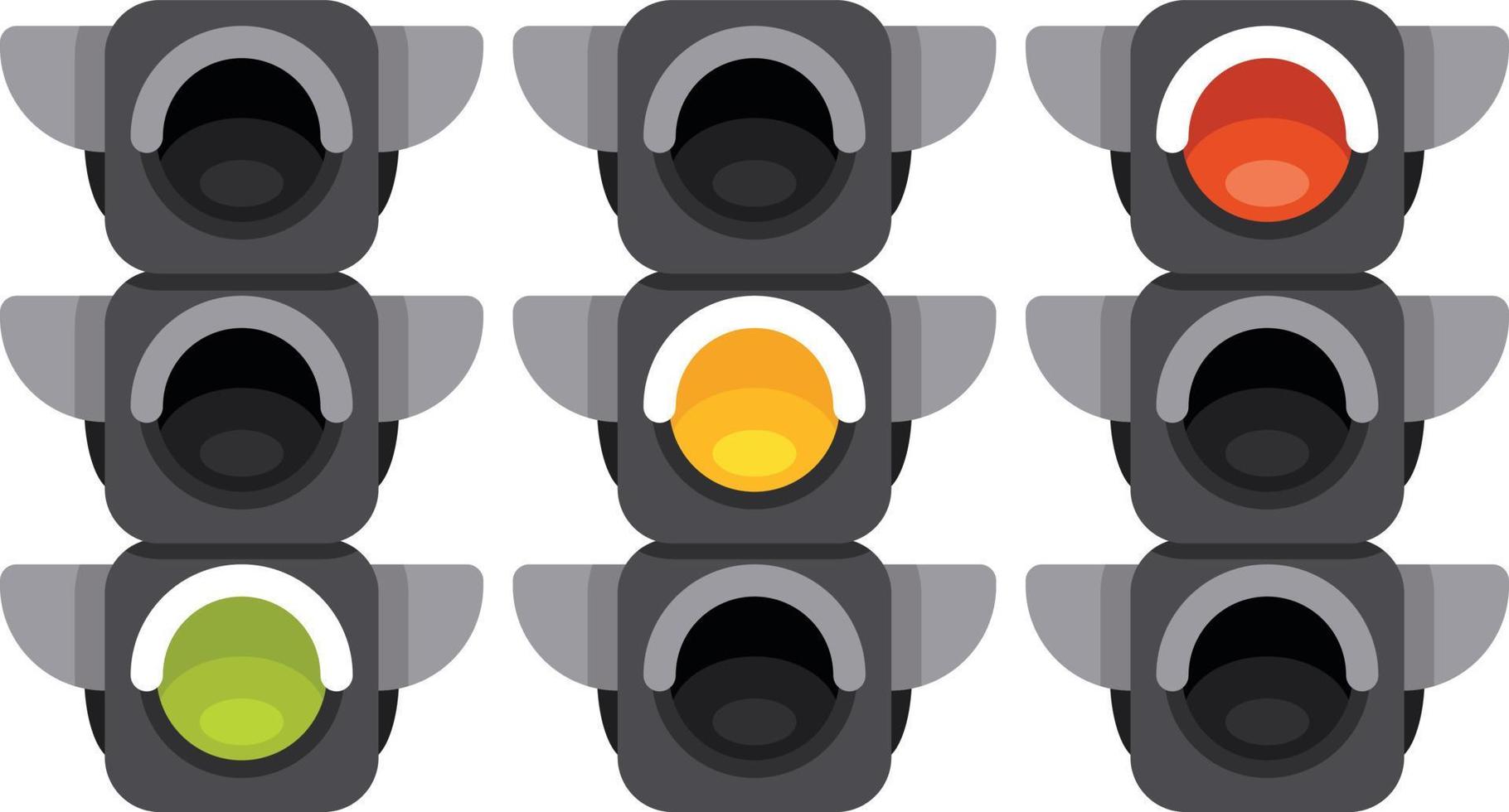 Vector Image Of Traffic Lights With Green, Yellow And Red Light On