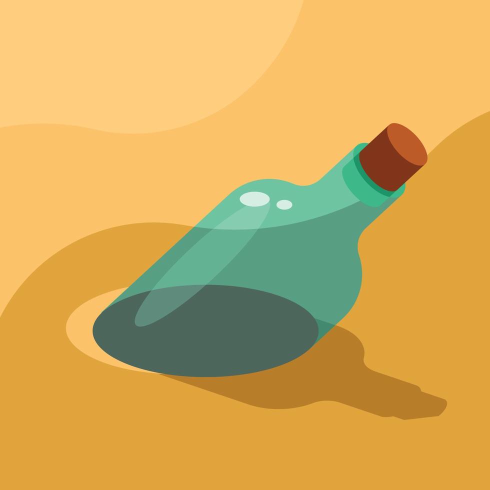 Vector Image Of A Bottle In The Beach Sand