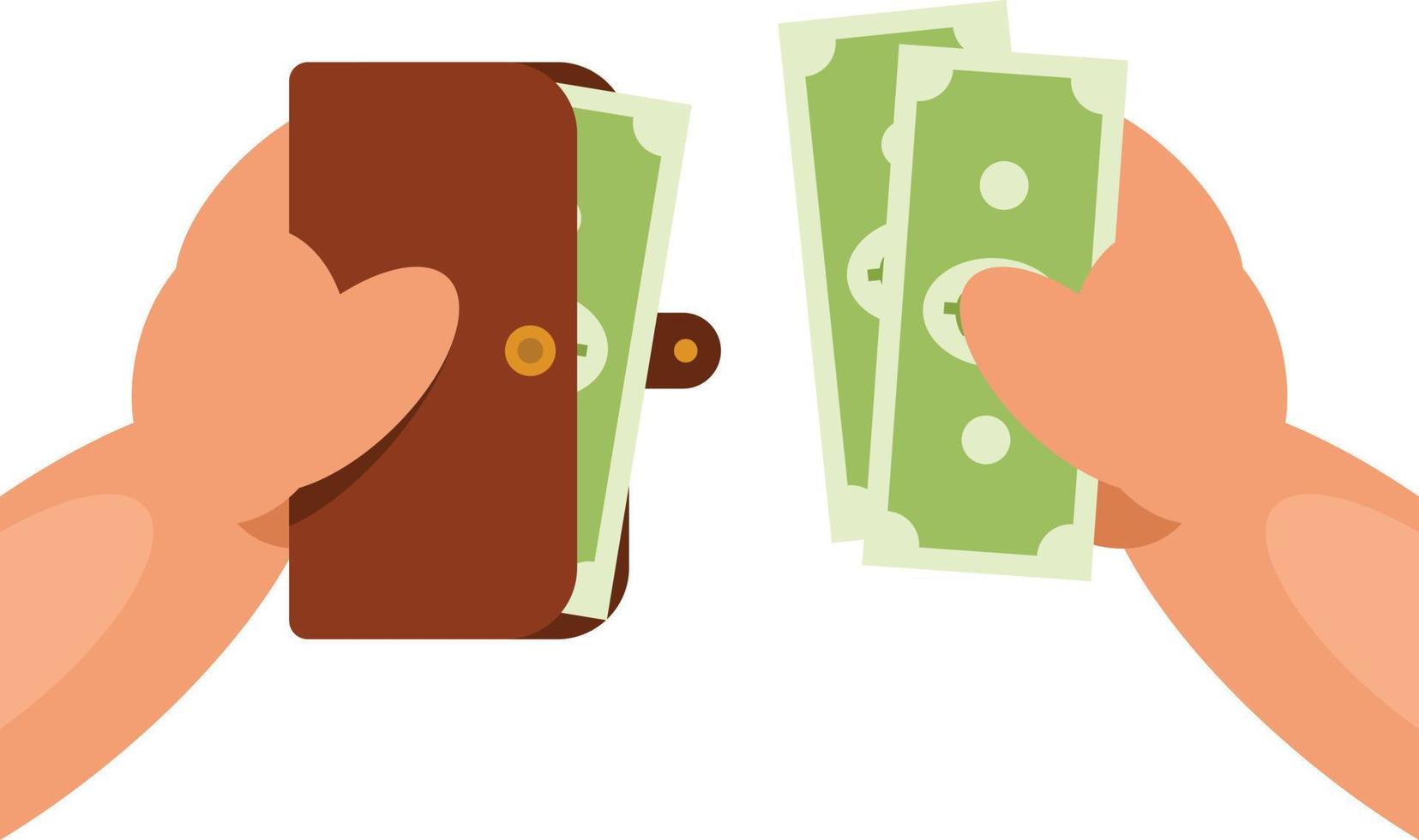 Vector Image Of Hands Holding Wallet Full Of Money