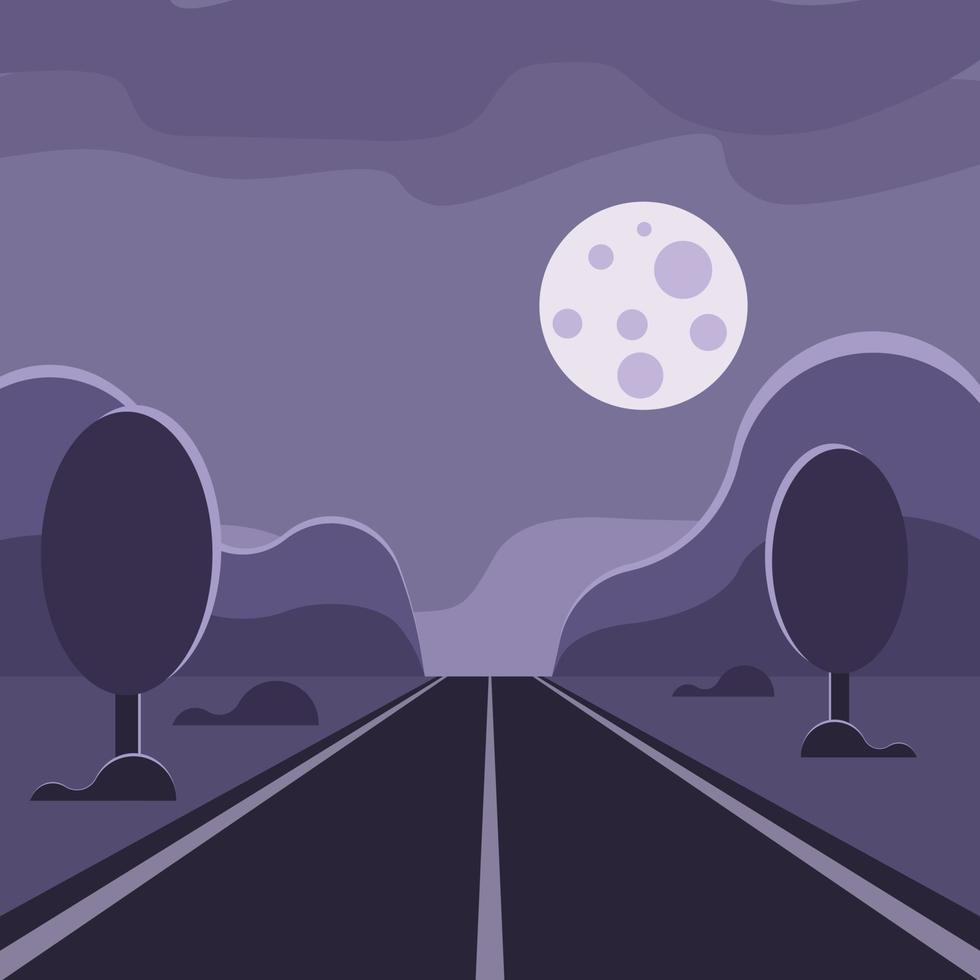 Vector Graphics Of An Empty Road In The Night