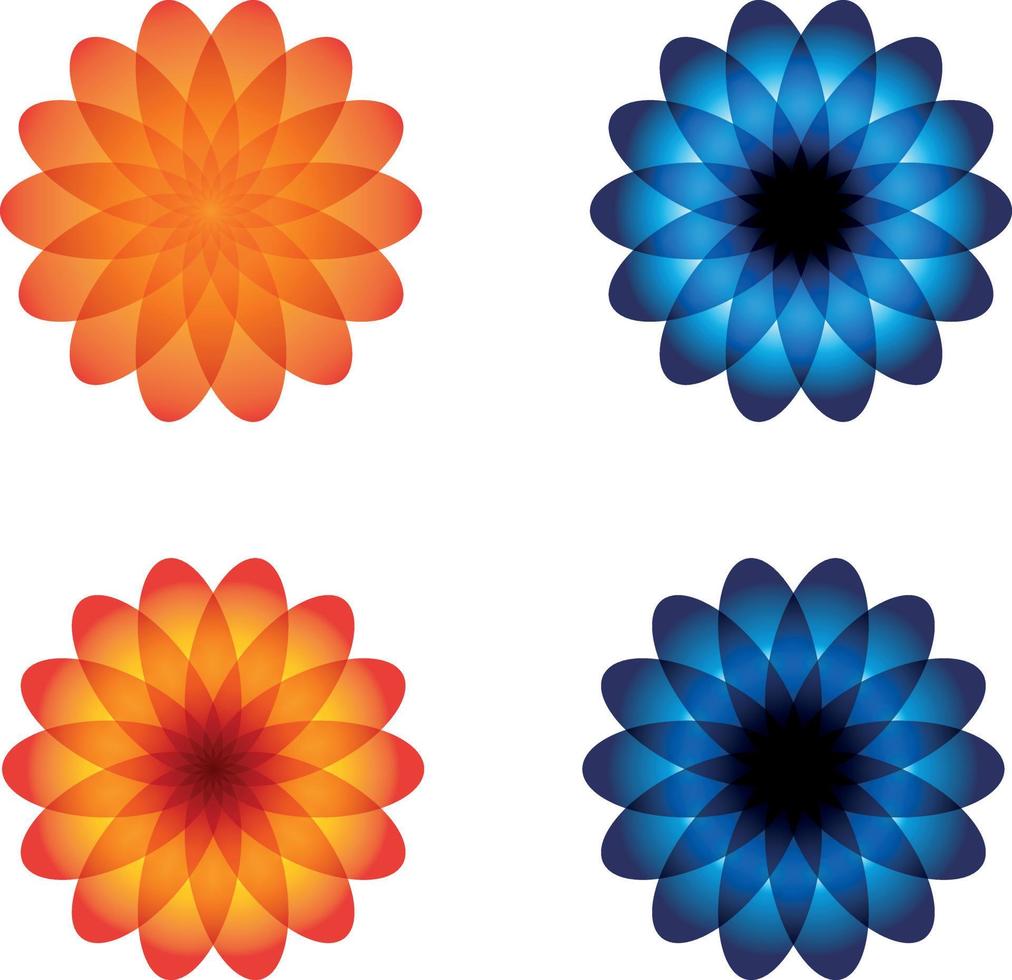 Floral Shapes In Blue And Orange Color vector