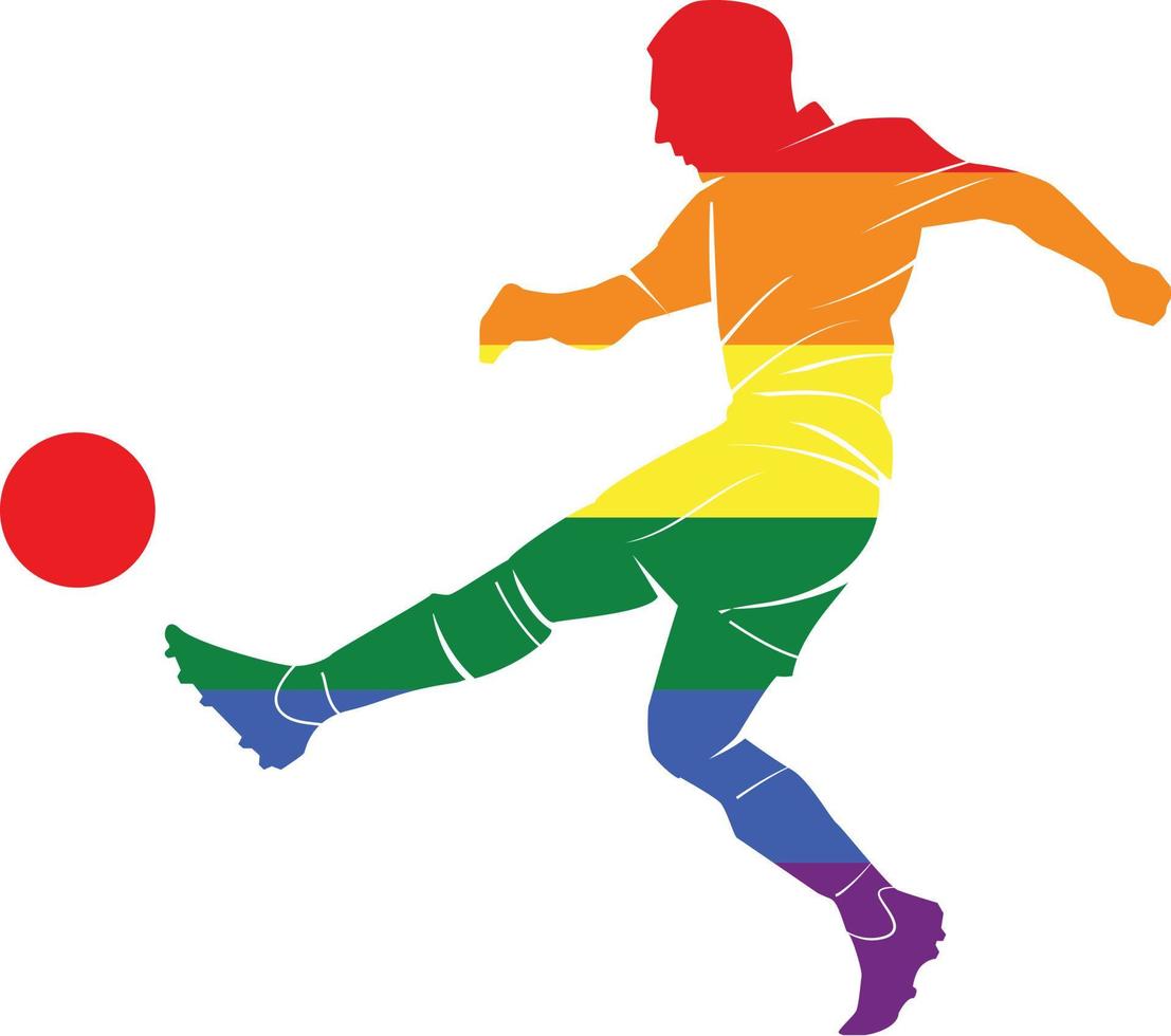 silueta de un fútbol americano jugador en lgbt colores vector