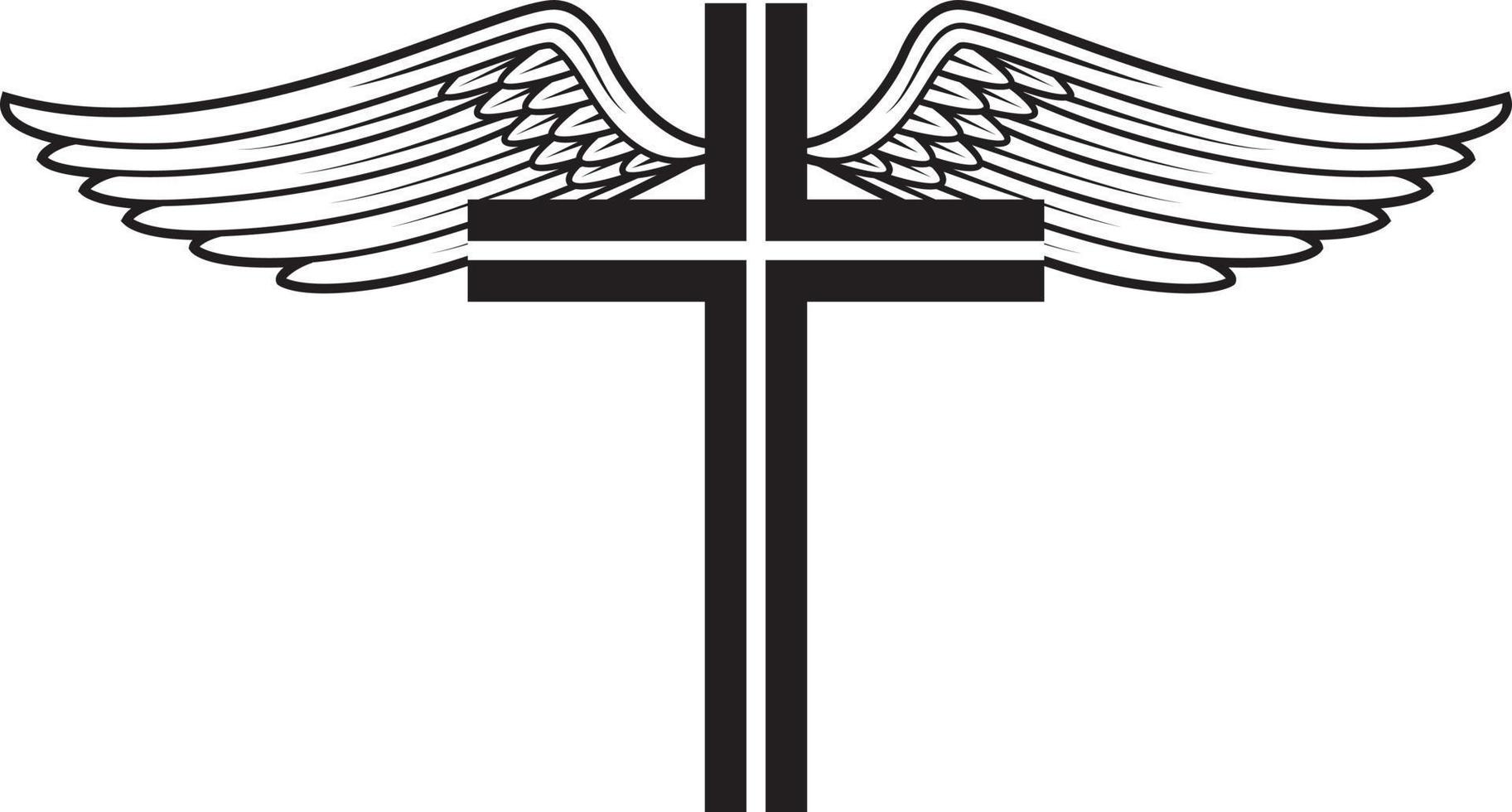 Vector Image Of A Cross Decorated With Wings