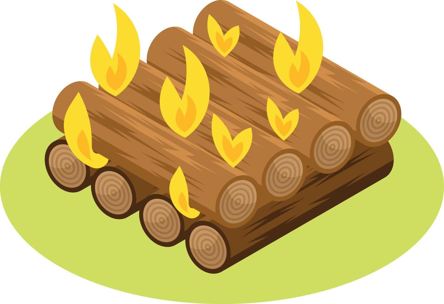 Vector Image Of Wood Logs On Fire