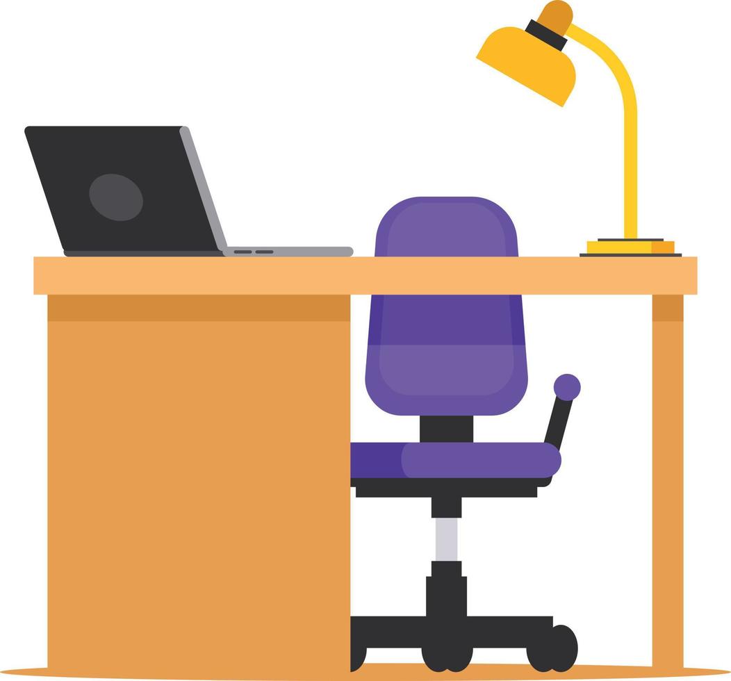 Vector Image Of A Work Desk With Laptop Computer