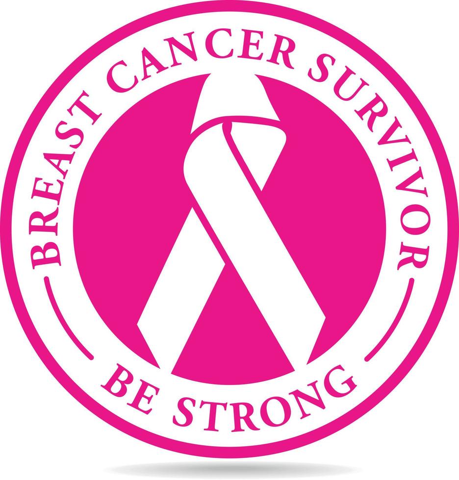 Vector Image Of A Pink Ribbon Sticker With Text Breast Cancer Survivor