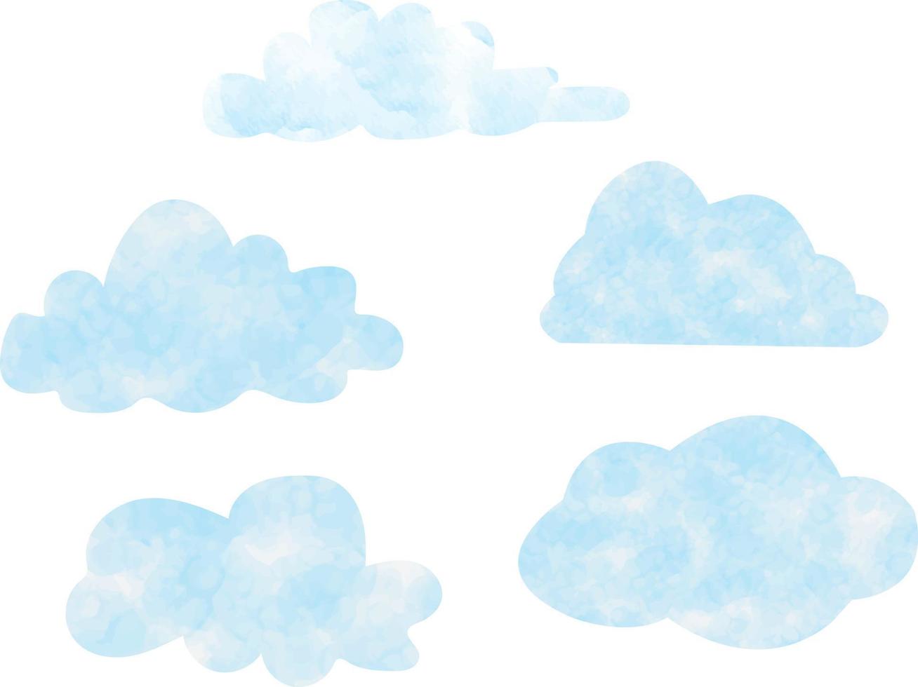 Watercolor vector clouds decorative elements illustrations clip art