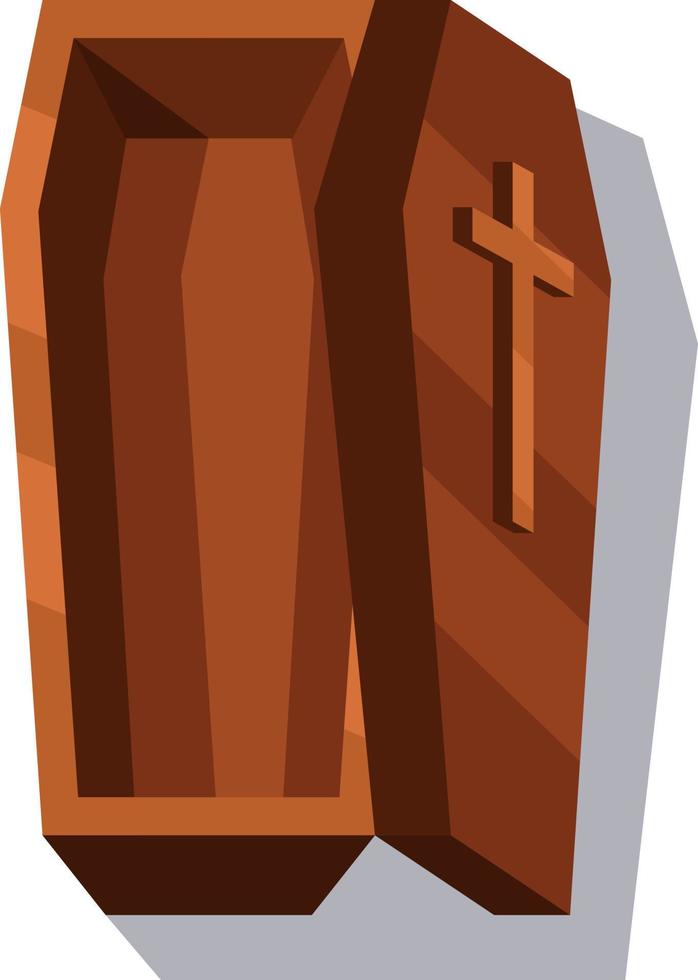 Vector Image Of Wooden Coffin, 3D Art