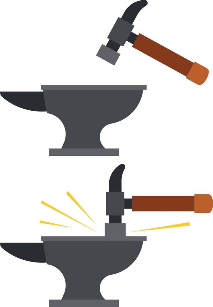 Vector Image Of A Hammer Hitting Anvil