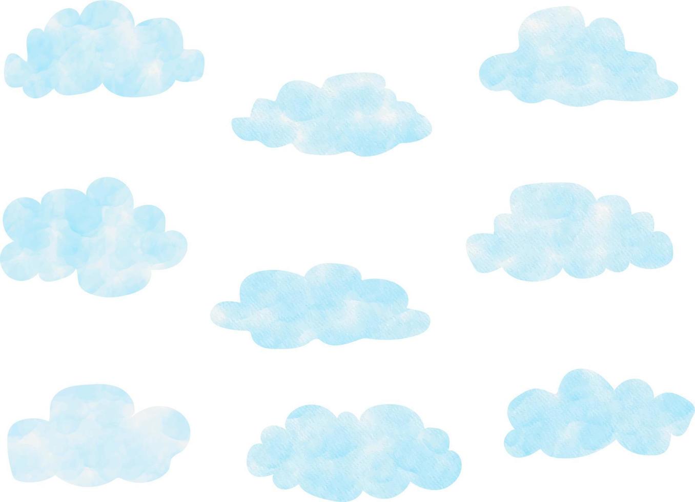 nubes con azul acuarelas vector