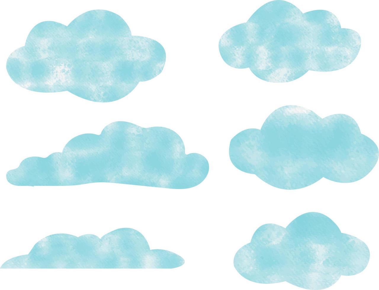 nubes con azul acuarelas vector