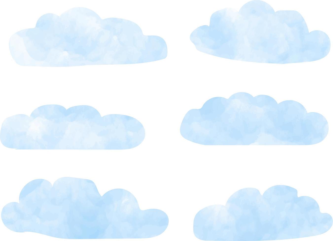 conjunto de nubes de acuarela vector