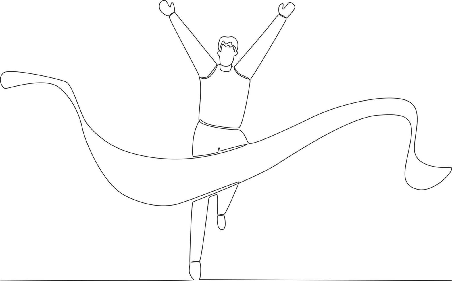 A running athlete raises his happy hand on the track vector