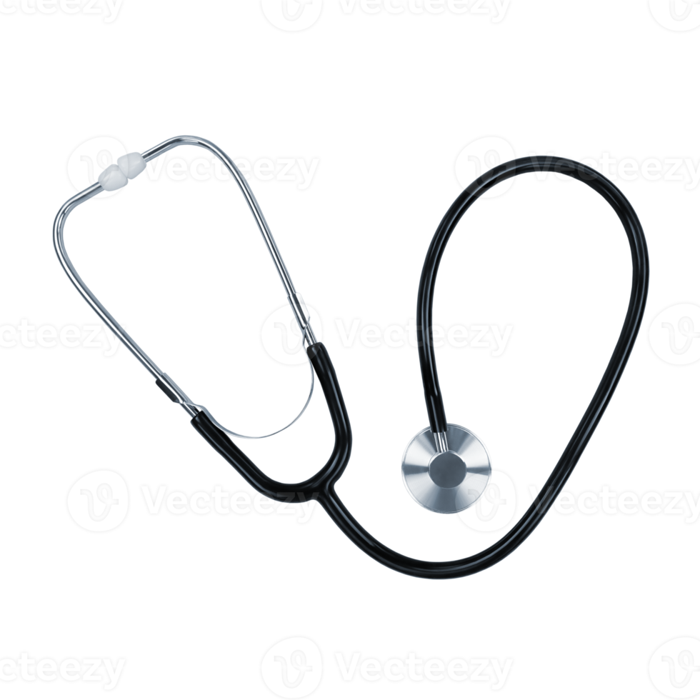 Black stethoscope isolated on transparent background. Stock photo png