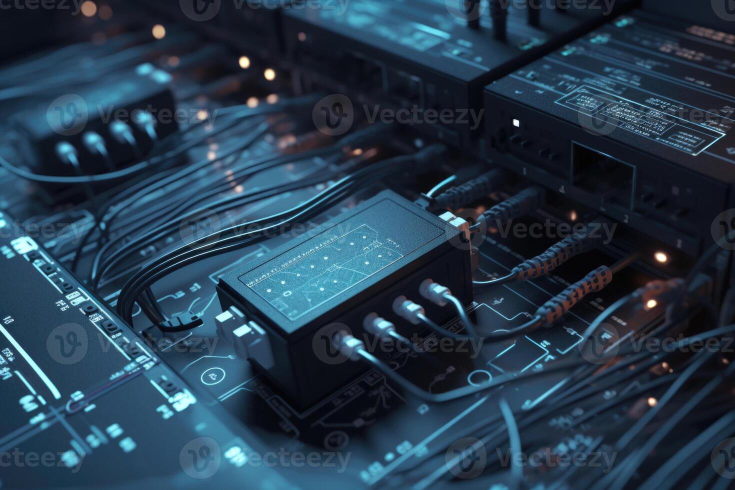 Circuit Board Macro, Showcasing Electronic Components photo