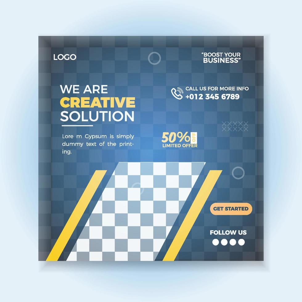 Creative marketing modern social media post design template in vector size.