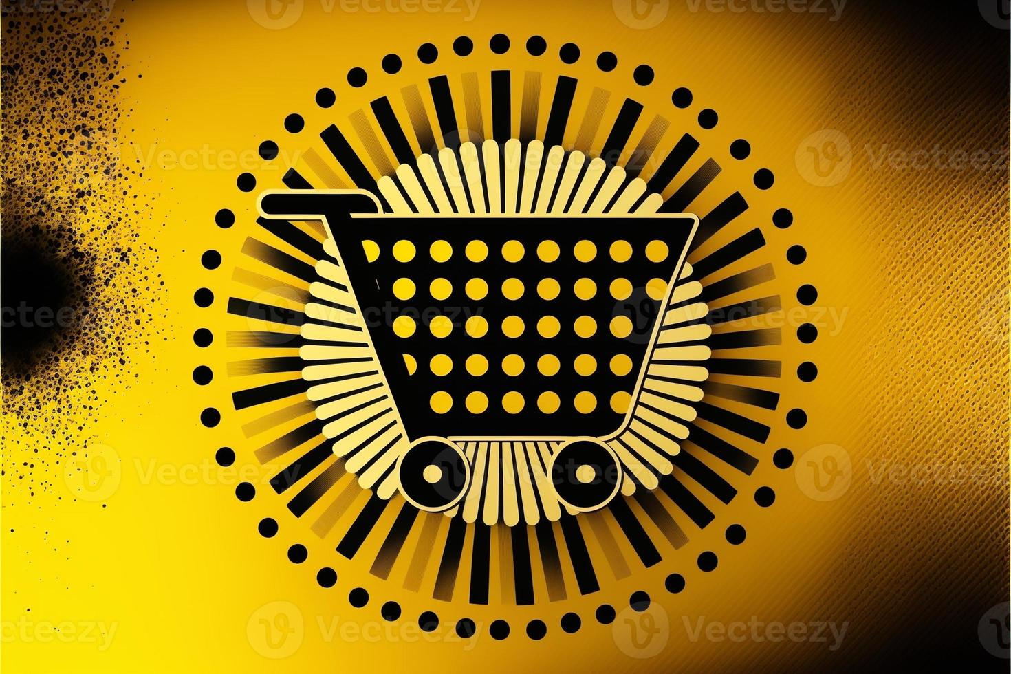 Background with shopping cart icon, sales concept. AI photo