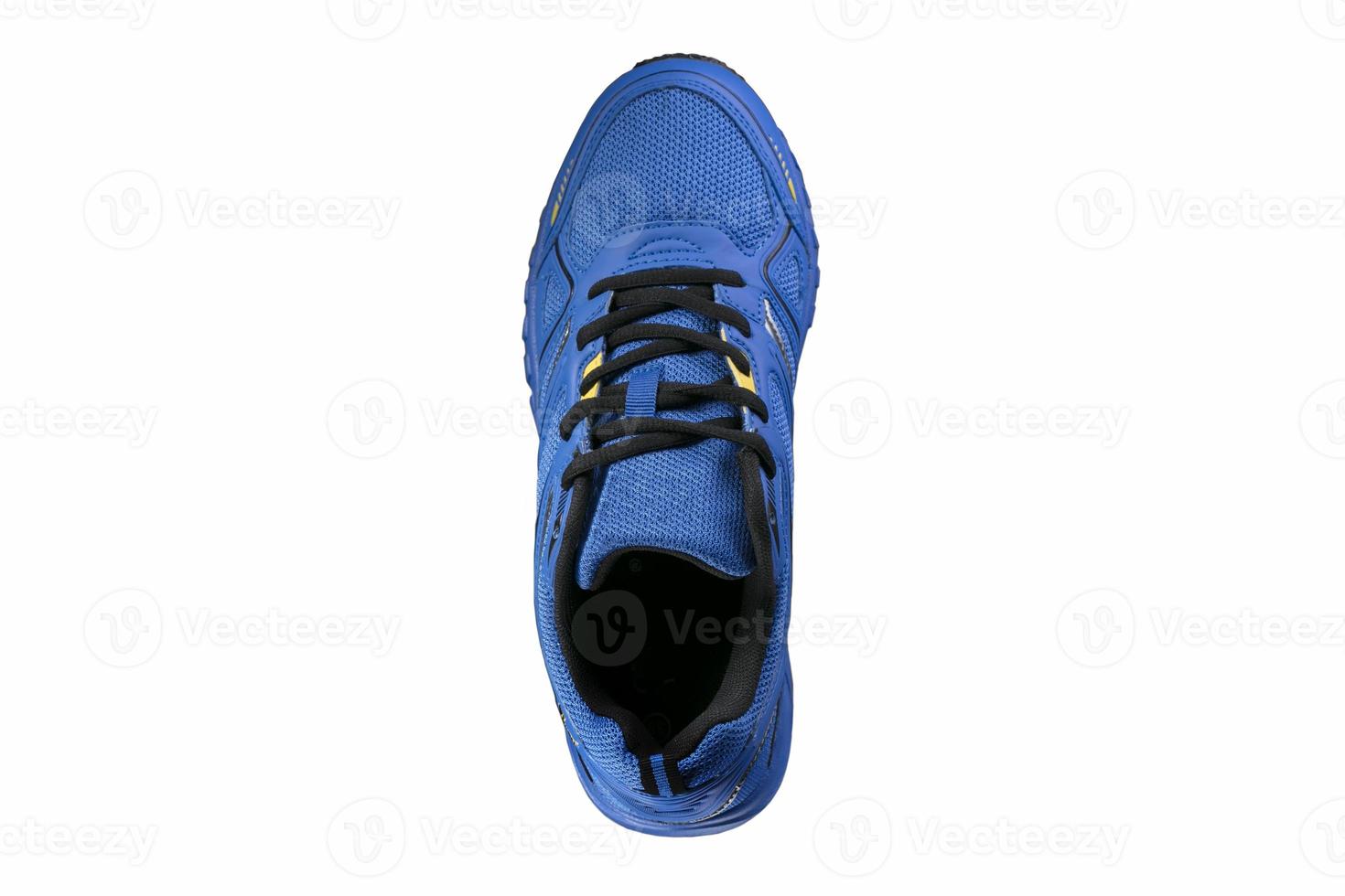 Blue sneaker with black accents on isolated. Sports shoes. photo