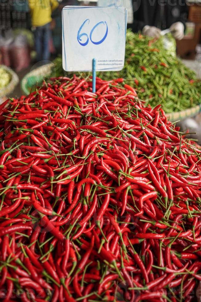 Stack of chilli paper for sale in the traditional market photo