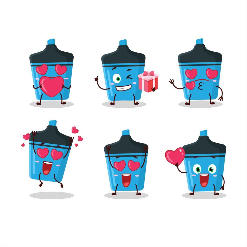 Blue highlighter cartoon character with love cute emoticon vector