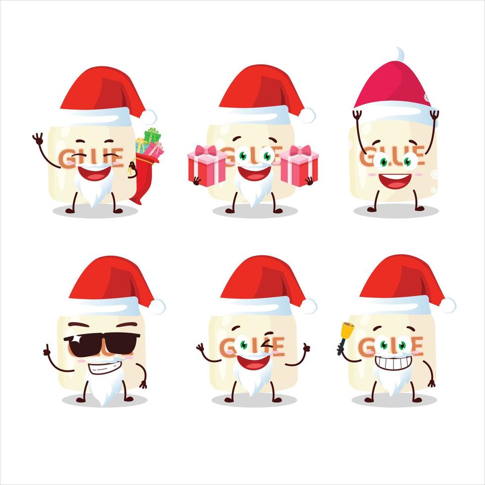 Papa Noel claus emoticones con pegamento dibujos animados personaje vector