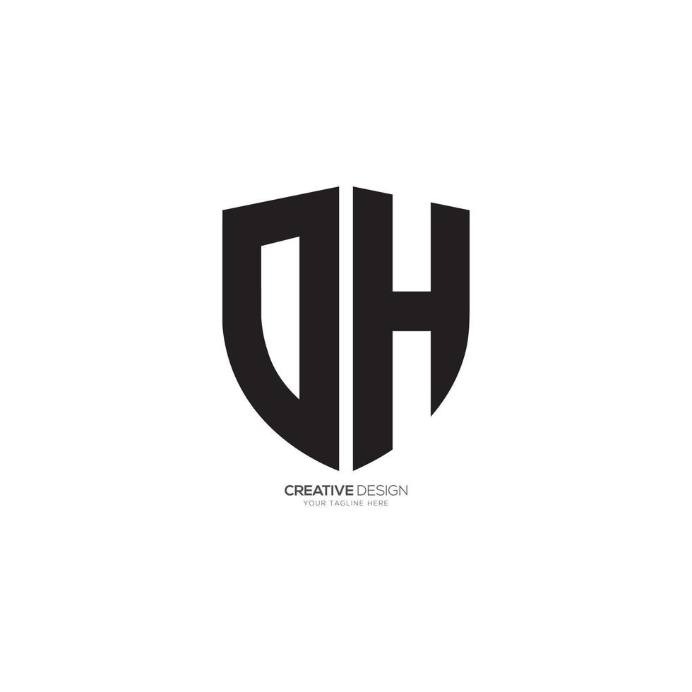 Modern letter D H with security shield monogram logo vector