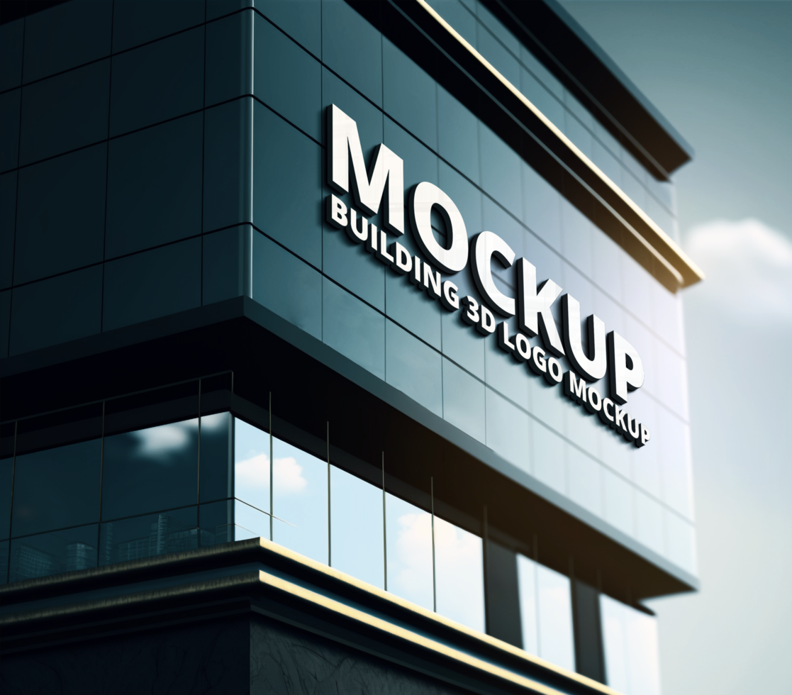 3D LOGO MOCKUP ON BUILDING GLASS psd