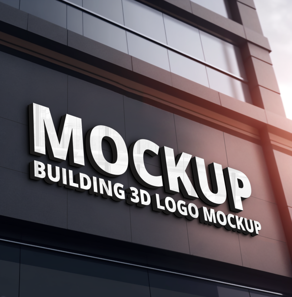 3D LOGO MOCKUP SIGN WALL BUILDING 22650077 PSD