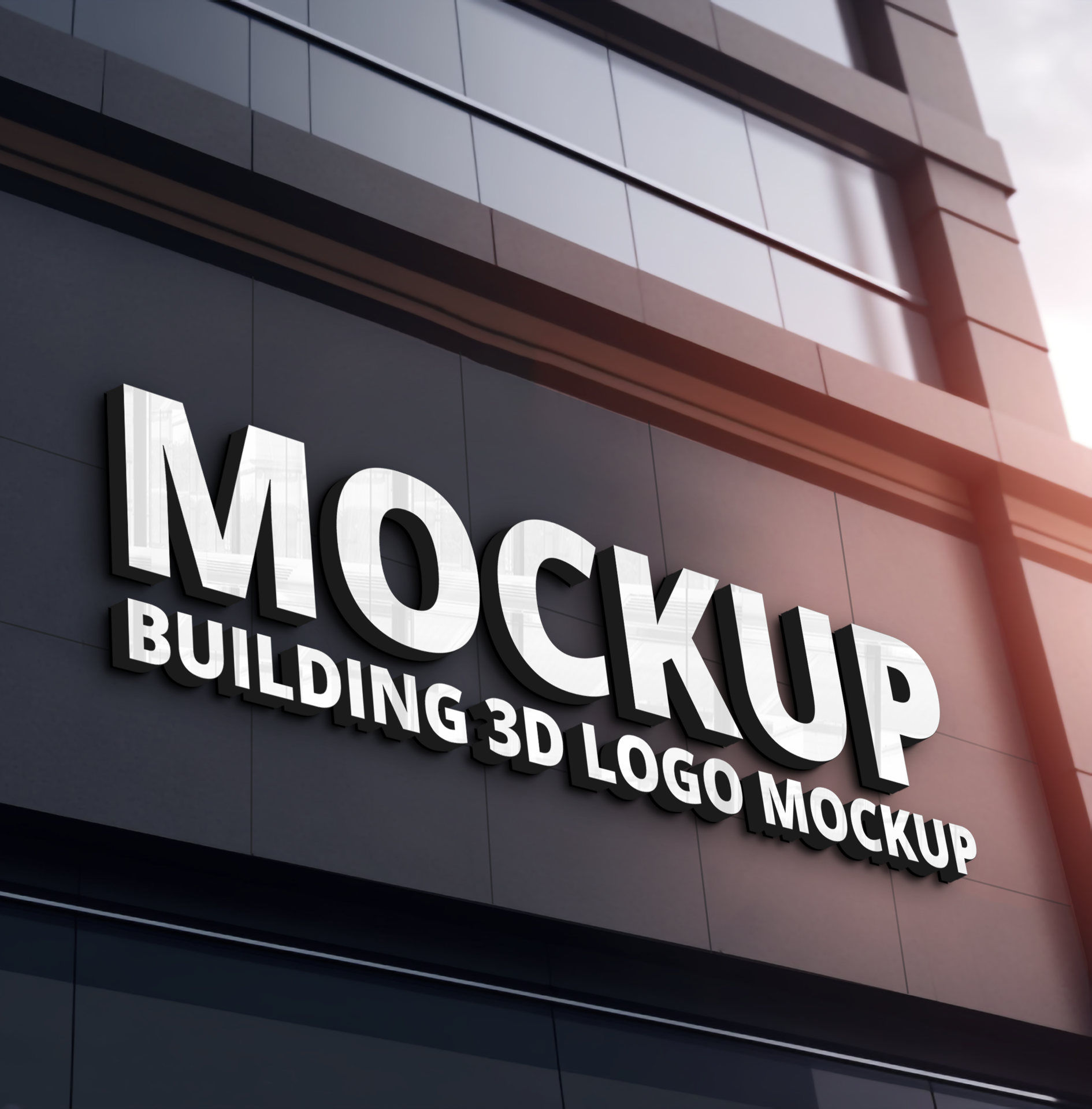 3D LOGO MOCKUP SIGN WALL BUILDING 22650077 PSD