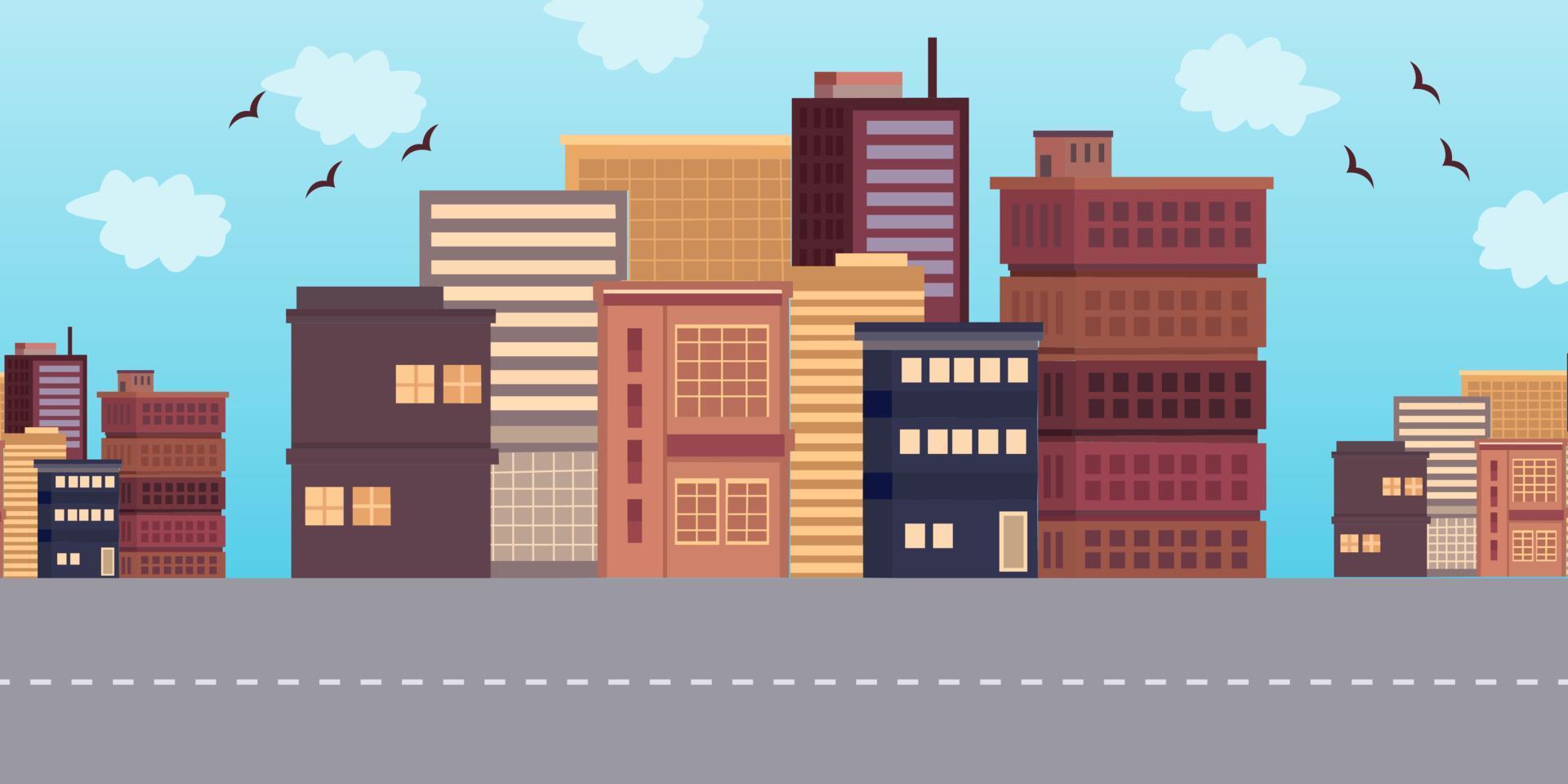 City illustration with modern building vector