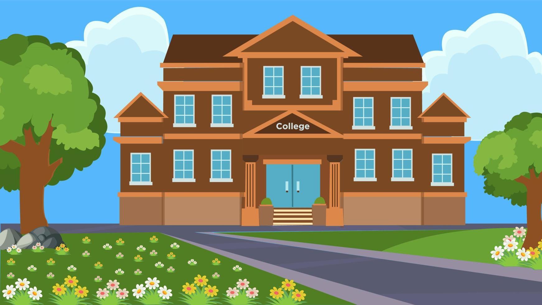 College building with garden vector design