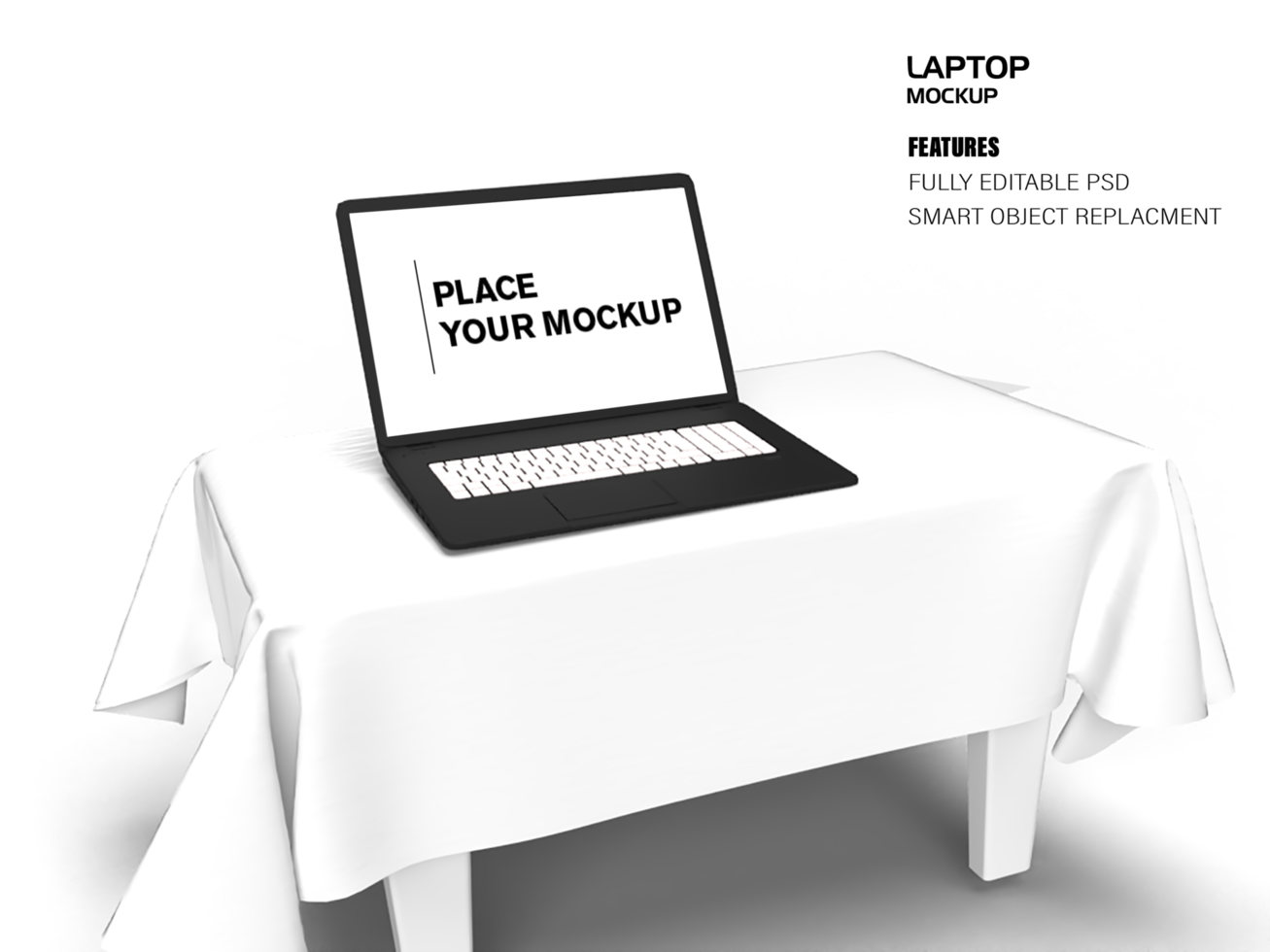 Realistic laptop mockup with blank screen isolated on nice background psd