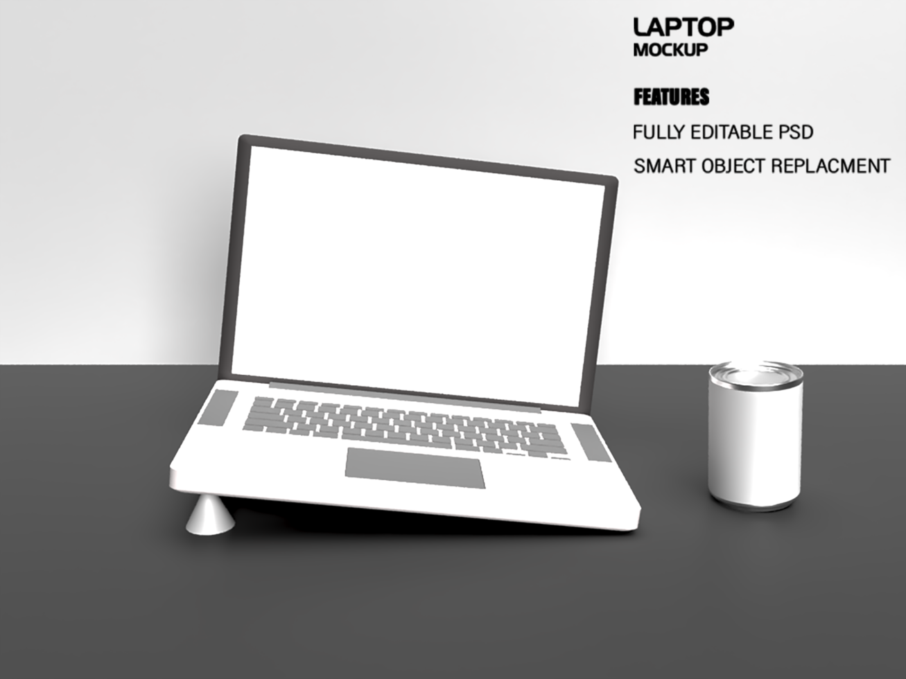 Realistic laptop mockup with blank screen isolated on nice background psd