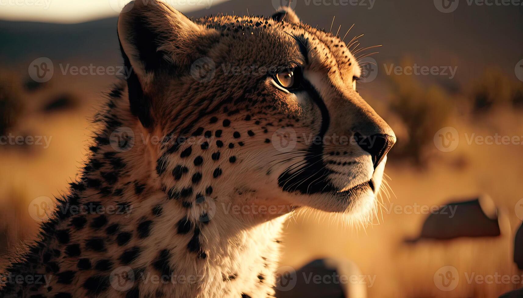 Cheetah Portrait in the morning sun in savannah. . photo
