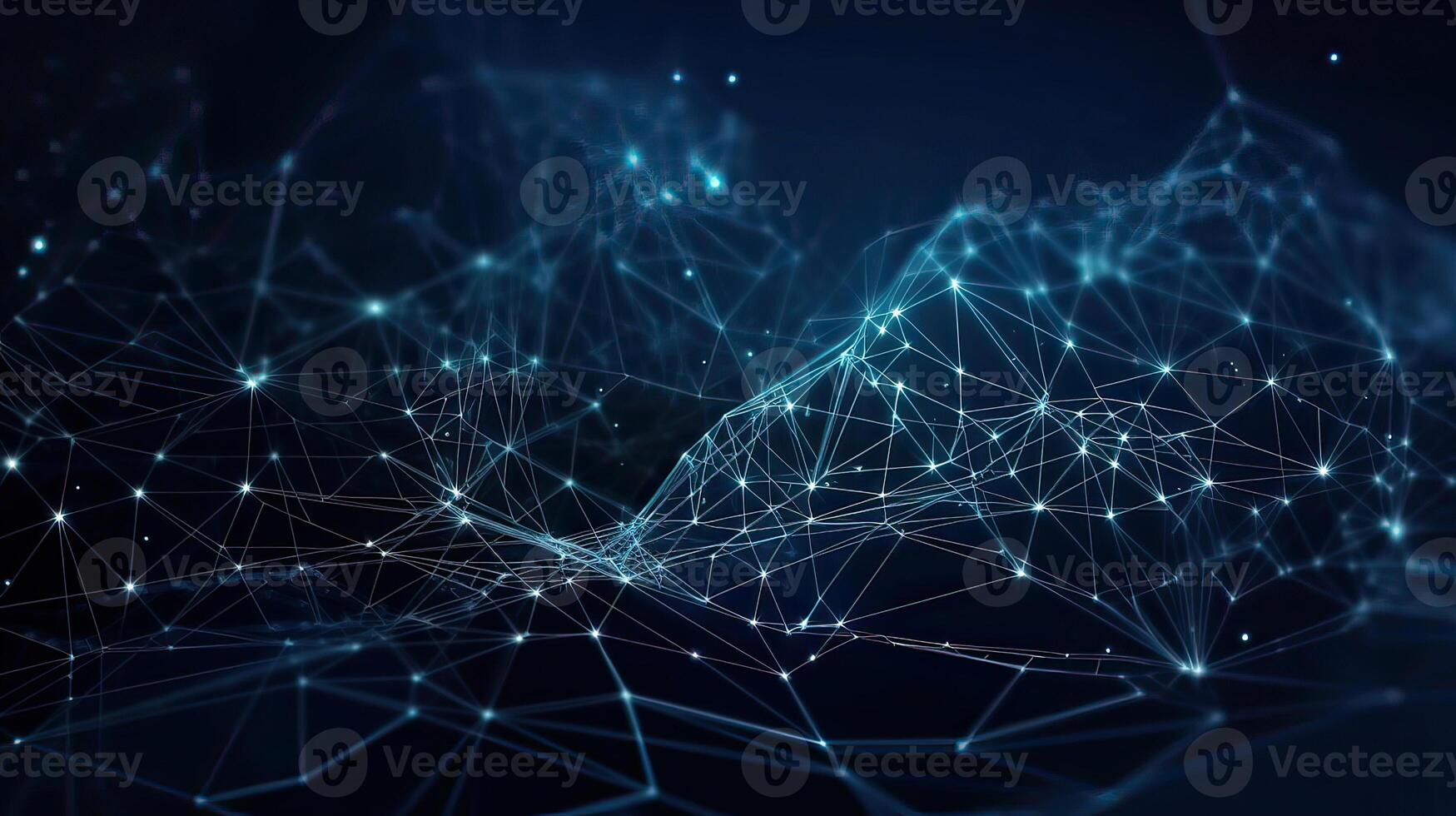 Dark blue and glow particle abstract background. . photo