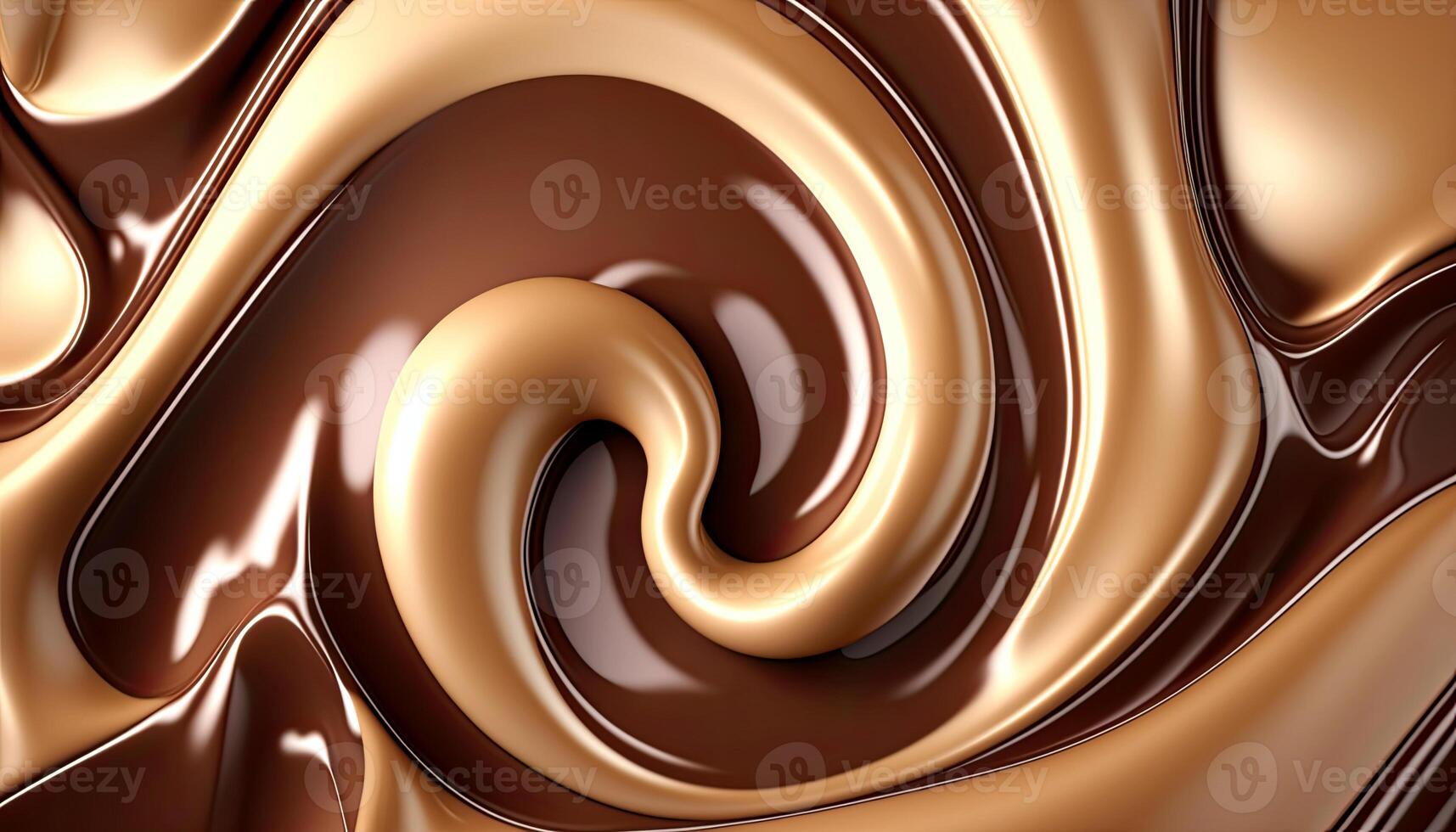 Milk Chocolate wavy swirl background. Abstract satin chocolate waves, brown color flow. . photo