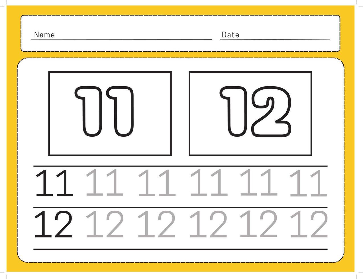 Number 11 12 Tracing Practice Worksheet With For Kids Learning To number-11-12-tracing-practice-worksheet-with-for-kids-learning-to