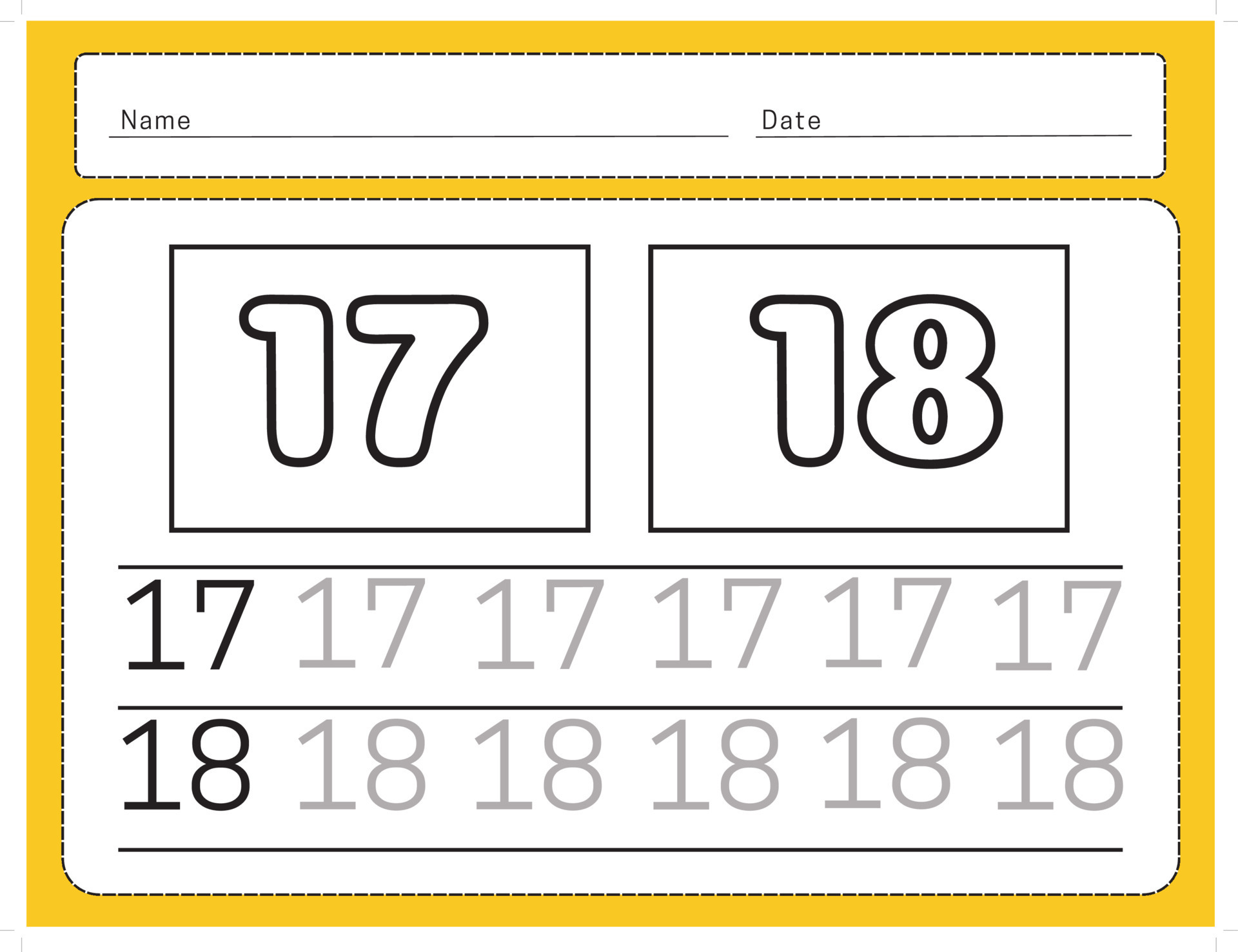 Number 17 Worksheet
