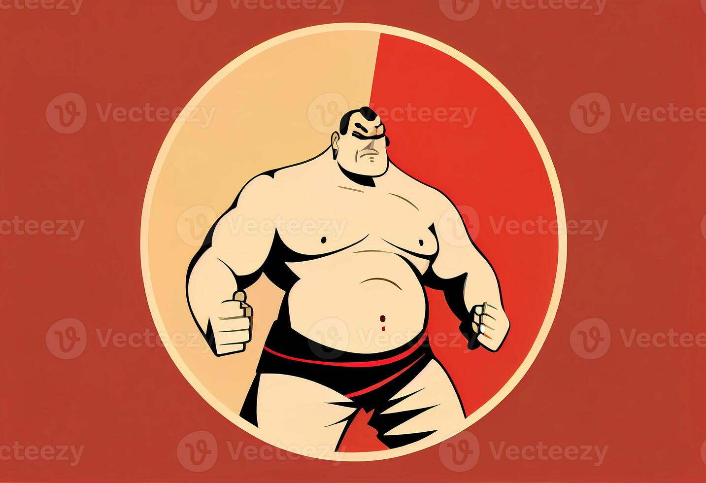 sumo wrestler on a red background. big fighting man. photo