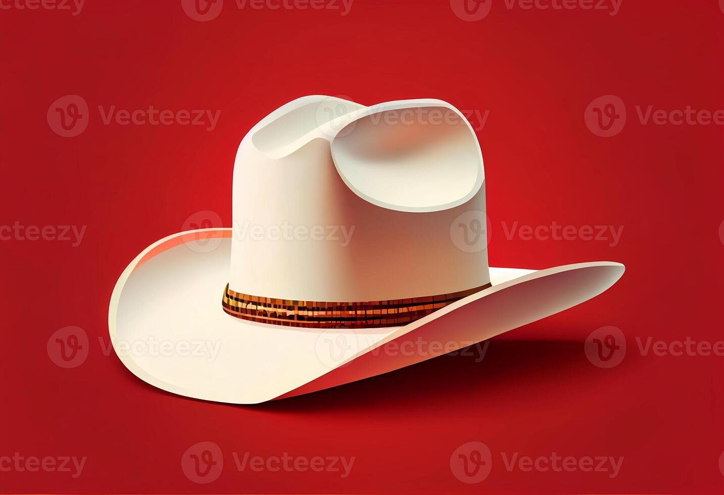 blanco vaquero sombrero en un rojo antecedentes. ai generado foto