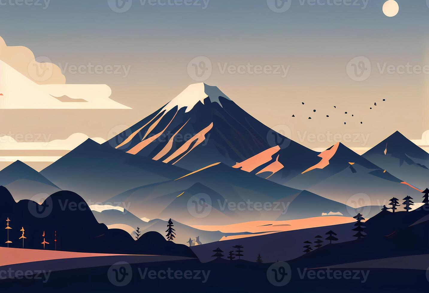 flat image of a snowy mountain. photo