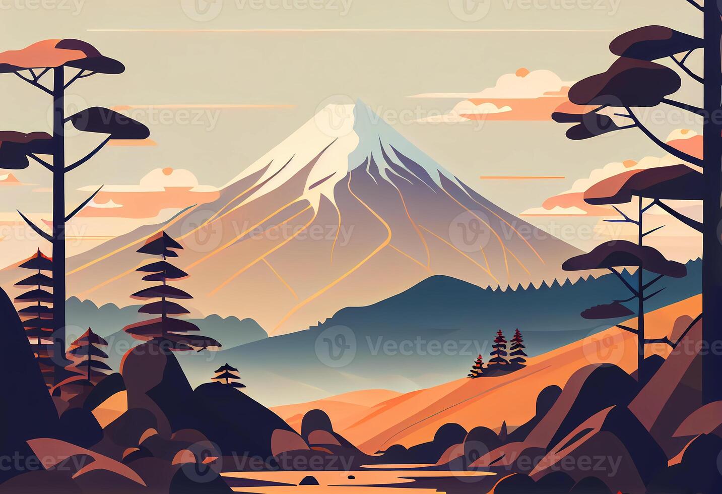 flat image of a snowy mountain. photo