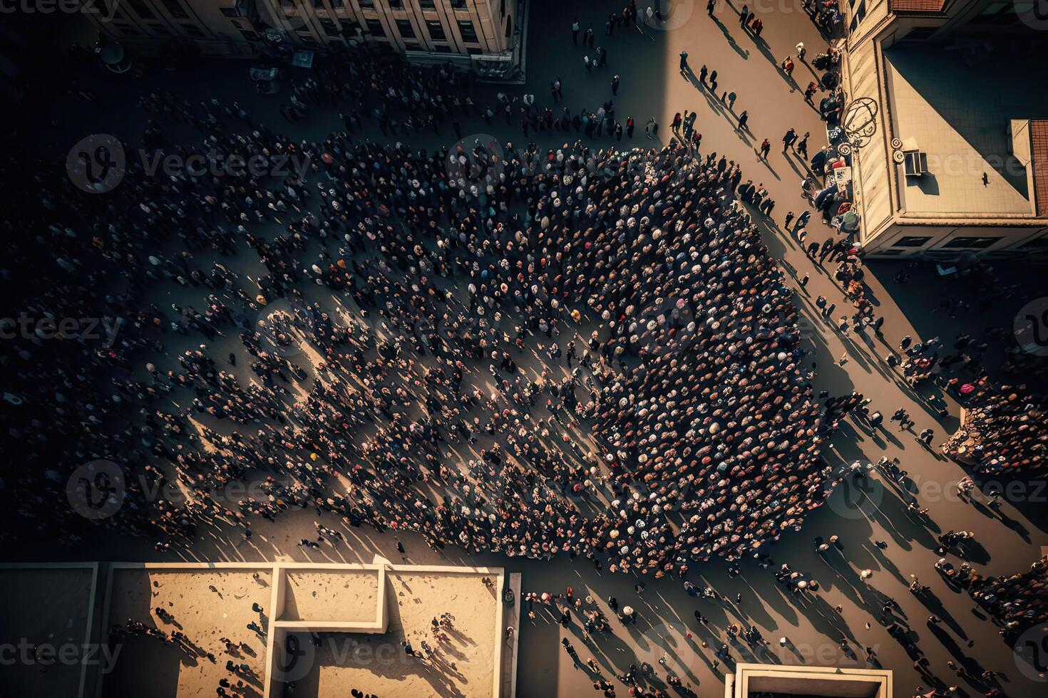 protestando multitud a ciudad calle. generativo ai foto