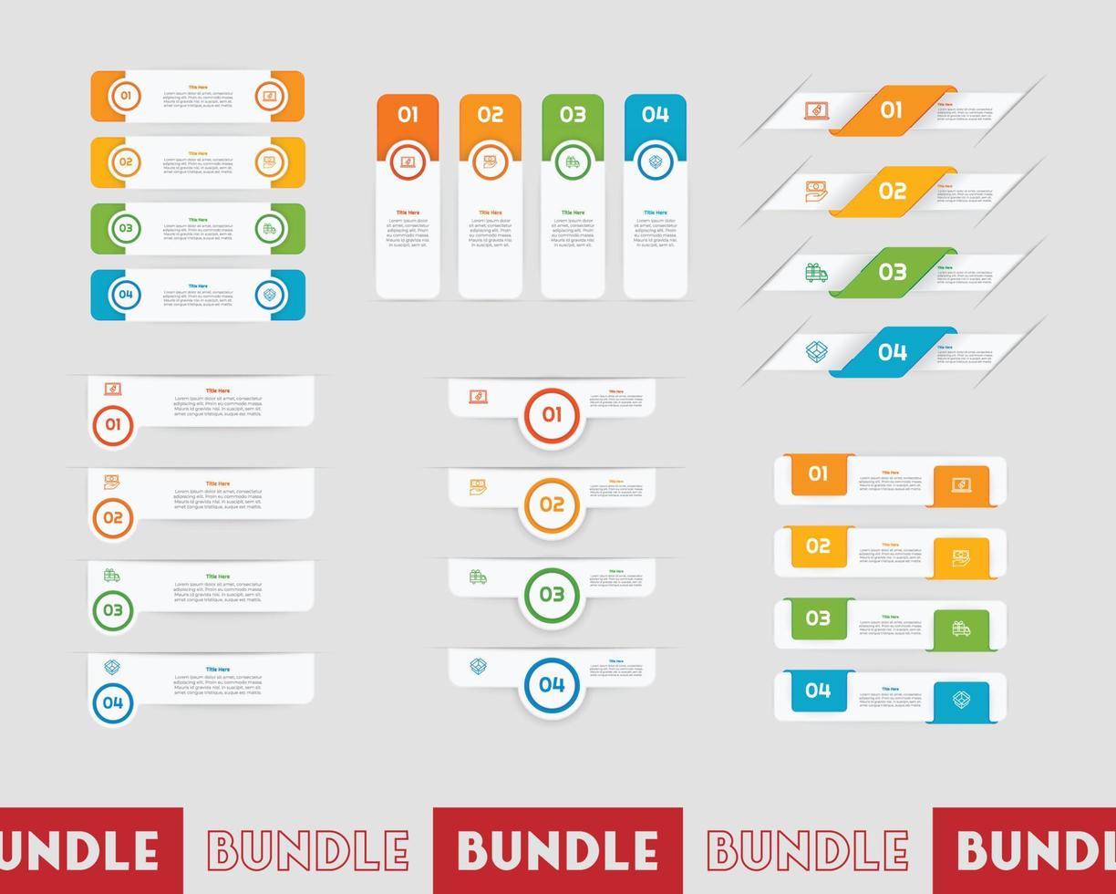 infografía haz conjunto con 4 4 pasos, opciones o procesos para flujo de trabajo disposición, diagrama, anual informe, presentación y web diseño. vector