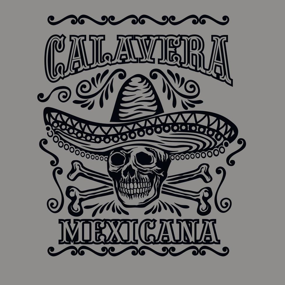 skull in sombrero with trumpet, grunge vintage design t shirts vector