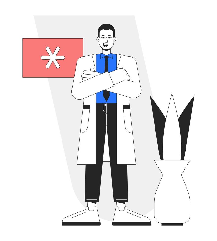 profesional médico plano línea concepto vector Mancha ilustración. emergencia médico especialista 2d dibujos animados personaje en blanco para web ui diseño. editable héroe imagen para sitio web aterrizajes, móvil encabezados