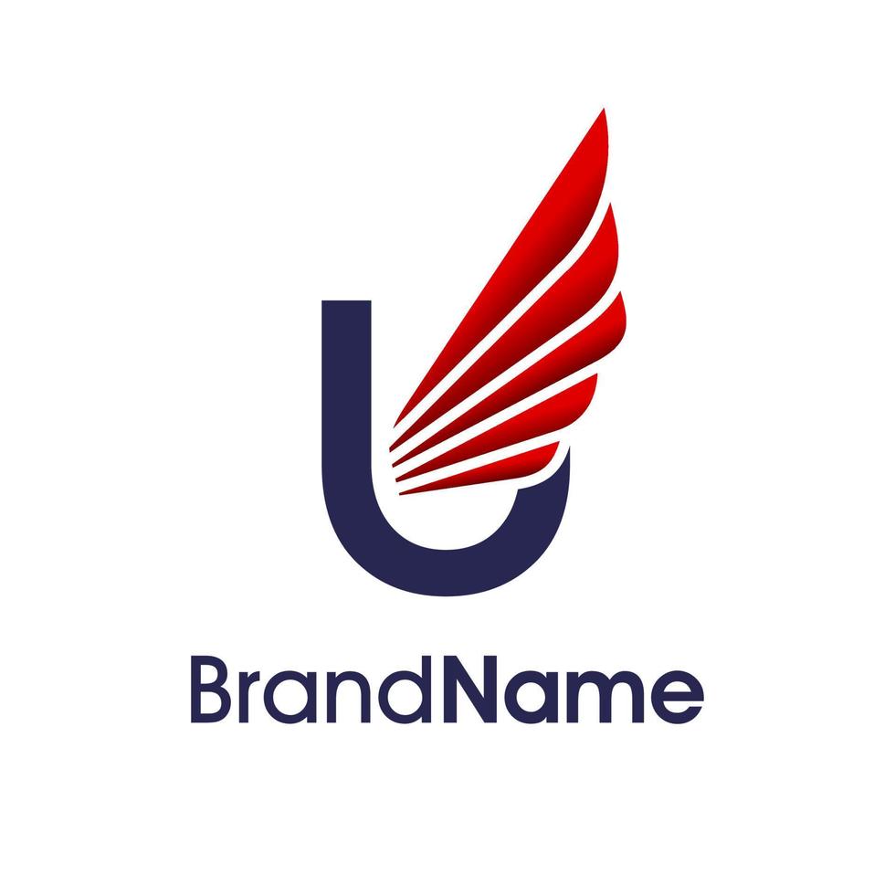Initial U Modern Wing Logo vector