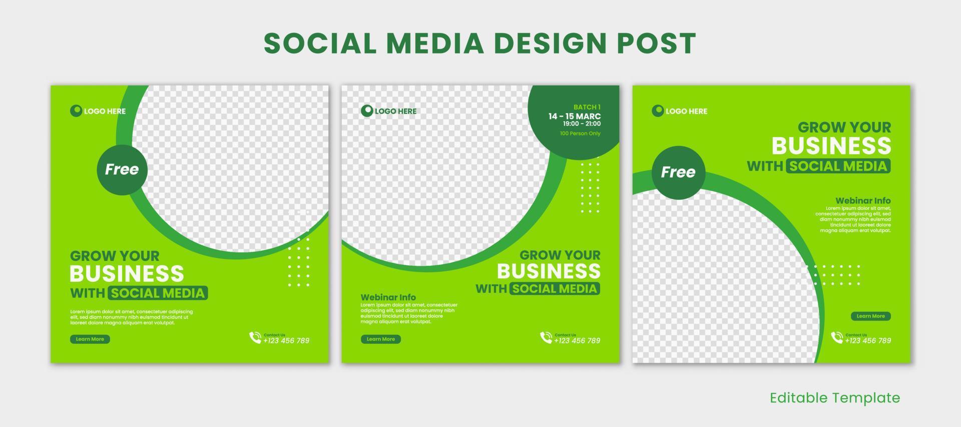 Set of Editable Social Media Design Post. Suitable for build brand, promotions business product, company, brand, ads, advertisement, etc. vector