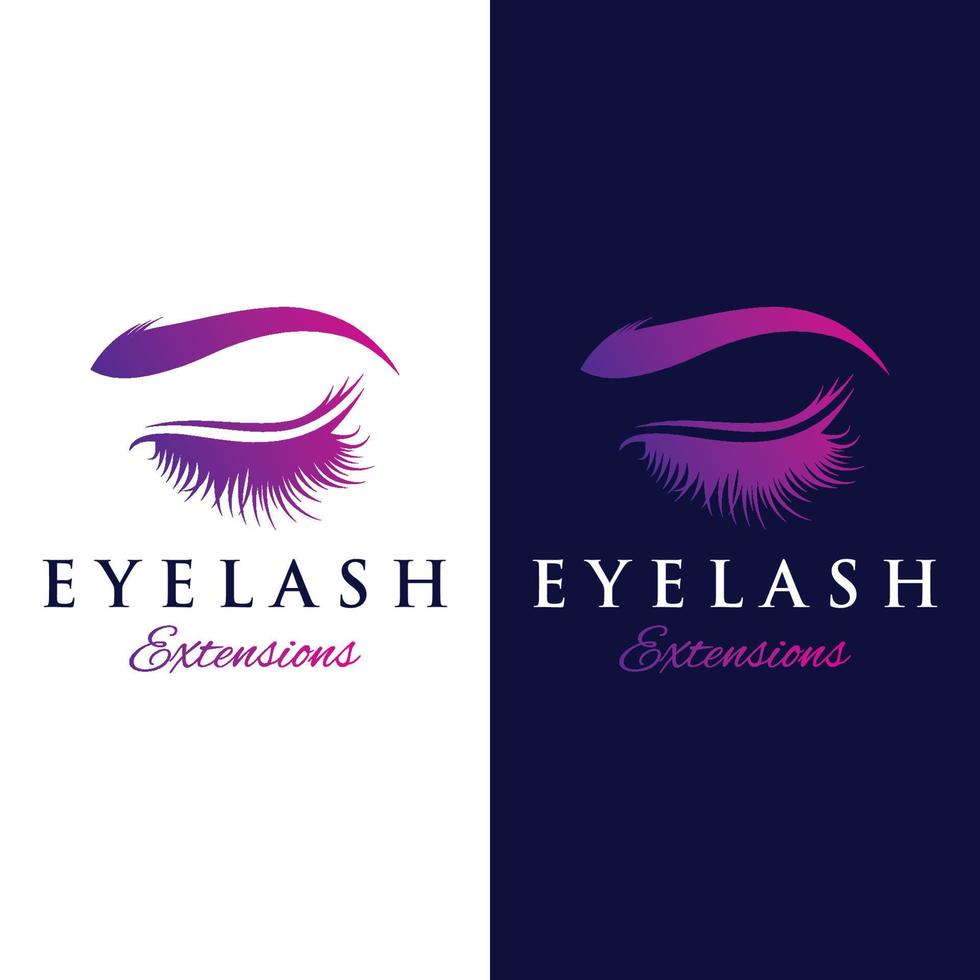 Beautiful and luxurious and modern woman's eyelashes and eyebrows logo design. Logo for business, beauty salon, makeup, eyelash shop. vector