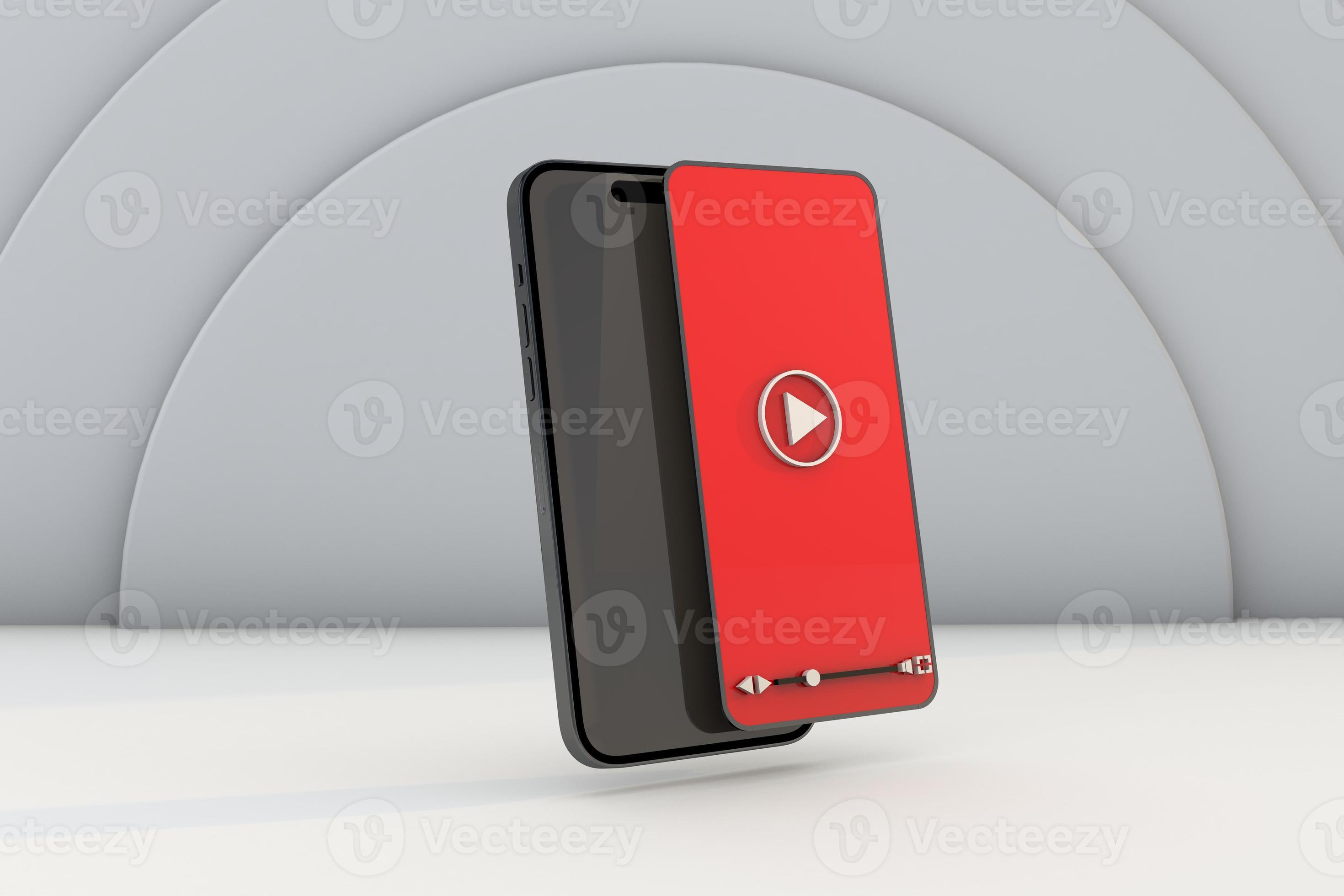 Vertical media player for modern multimedia video. 3d render 22651473